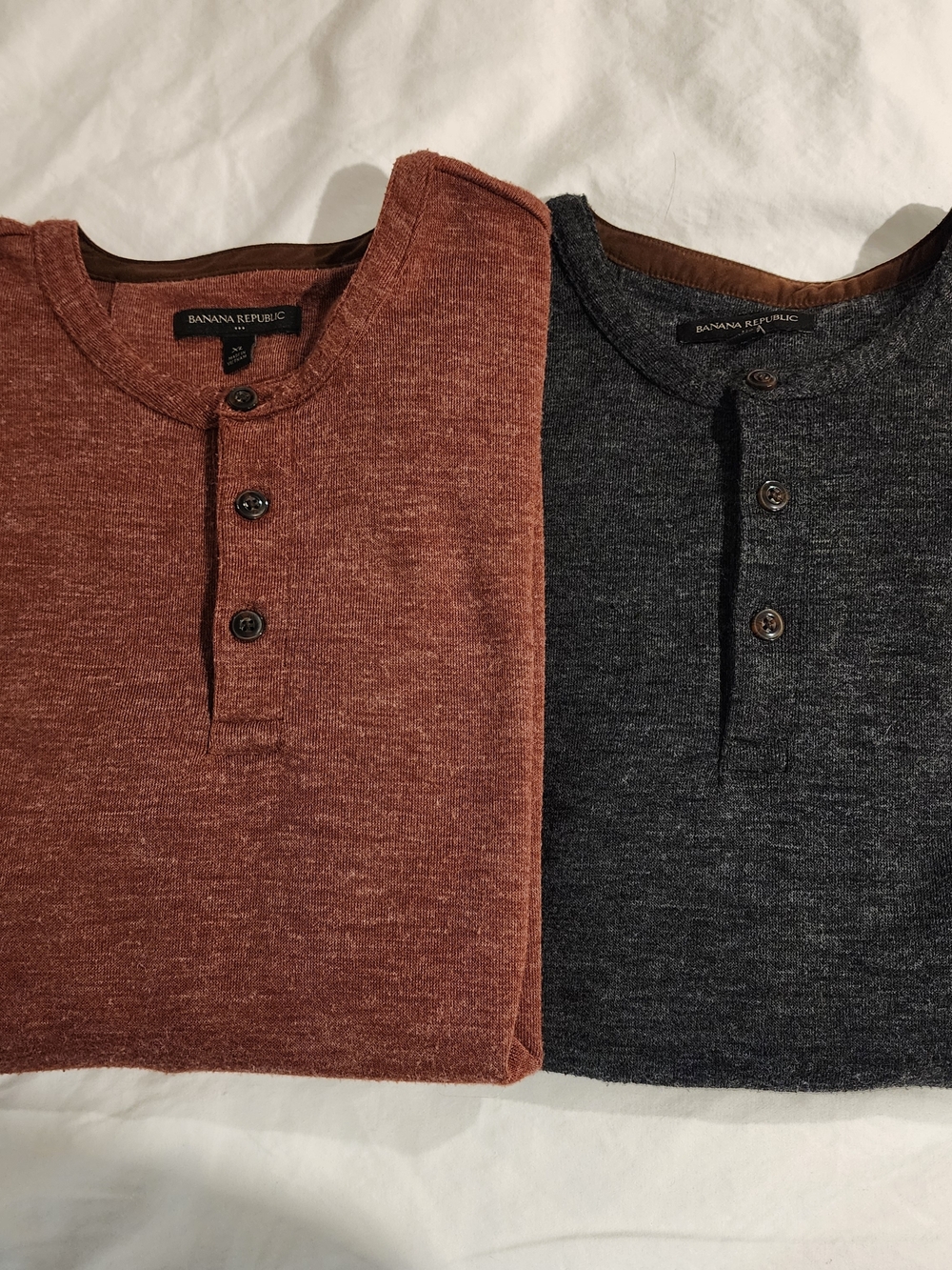 Banana Republic XL Henley Tops Bundle Grey Brown Long Sleeve